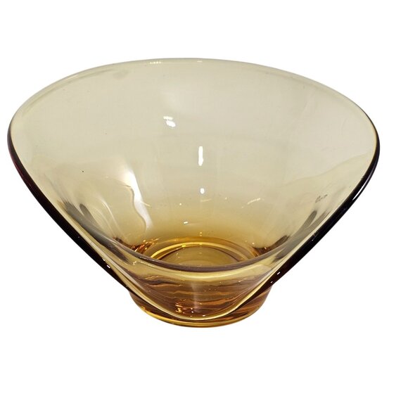 Viking Art Glass Epic Bowl 6" amber yellow lipped MCM vtg art deco - Picture 2 of 8